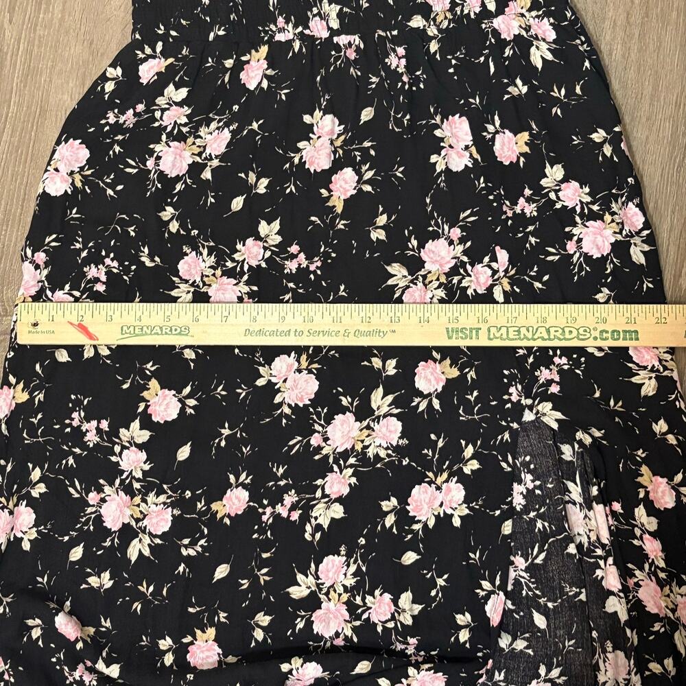 Saltwater Luxe Skirt Black Pink Floral High Slit Midi Maxi Size L Grannycore Y2K - Picture 6 of 8